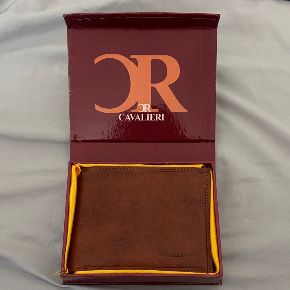 Vintage Cavalieri Italian Brown Leather Wallet New in Box
